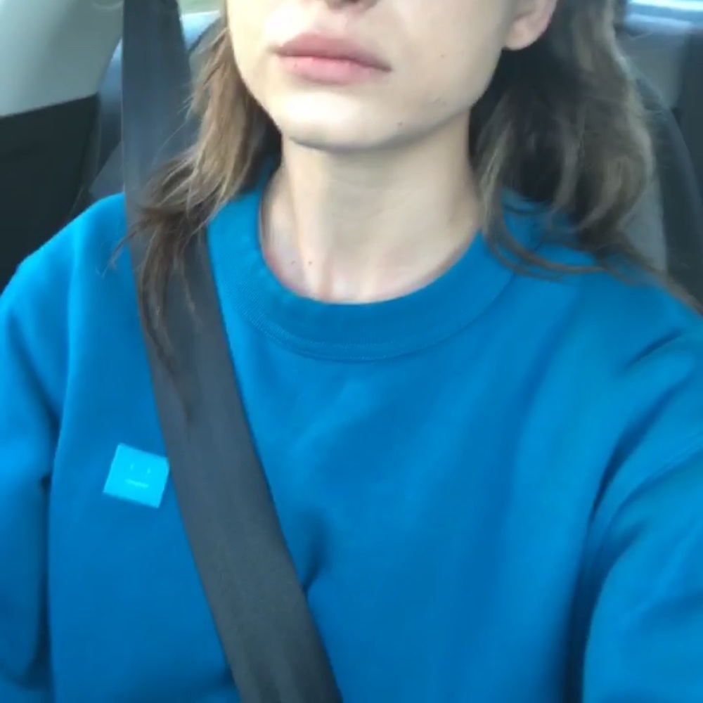 Acne studios blue Fairview face pullover sweater